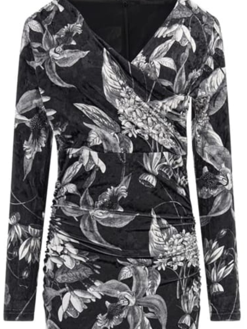 On SALE!!!-NWT-GUESS Black and White Floral Velvet Wrap Dress